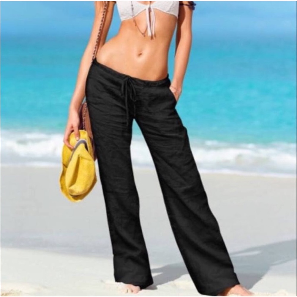 Victoria secret black linen pant size 2